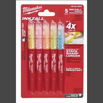 INKZALL Leuchtmarker Set 5-teilig blau, grün, gelb, orange, pink