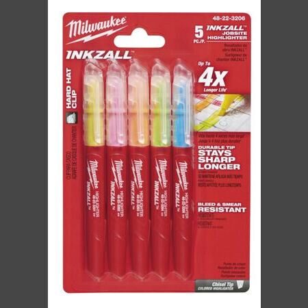 INKZALL Leuchtmarker Set 5-teilig blau, grün, gelb, orange, pink